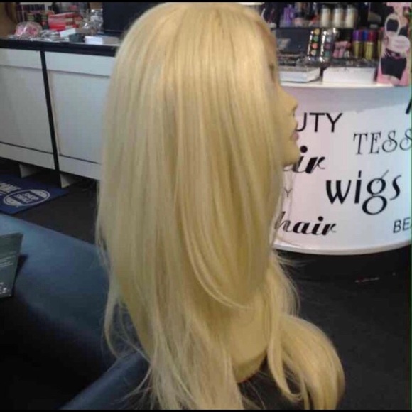 Wig Long blonde human hair Blende Long Wig - Picture 3 of 8
